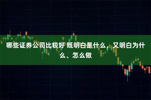 哪些证券公司比较好 既明白是什么，又明白为什么、怎么做